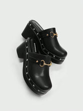 Sugerpunk Women's Fashion Black Back Strap Wooden Mule Platform Shoes New Year Holiday